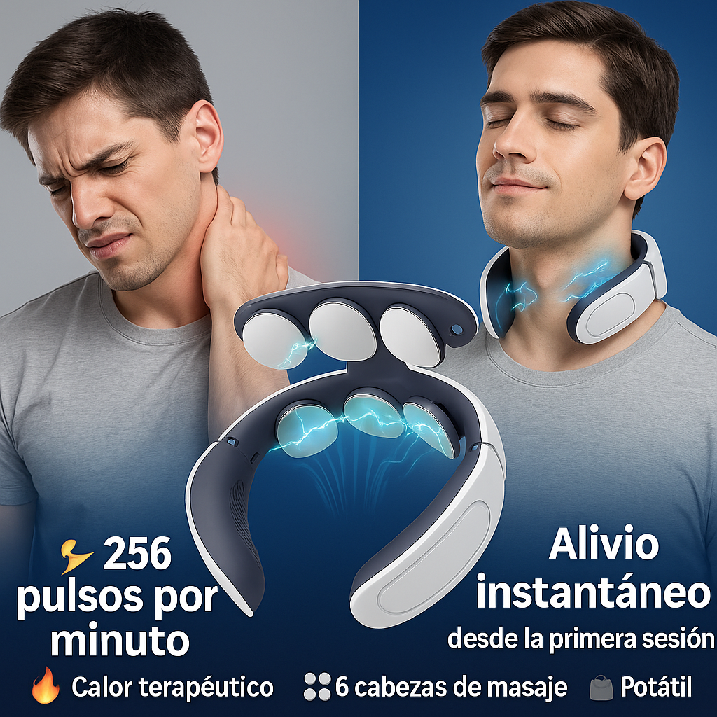 🔥 Masajeador Pro Cervical Térmico 6 Cabezas – Alivio Instantáneo y Profesional