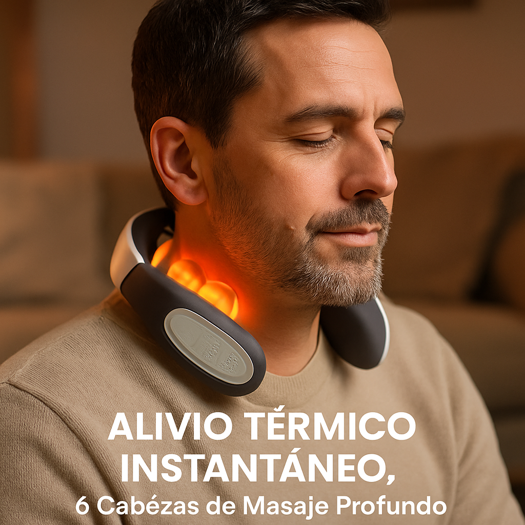 🔥 Masajeador Pro Cervical Térmico 6 Cabezas – Alivio Instantáneo y Profesional