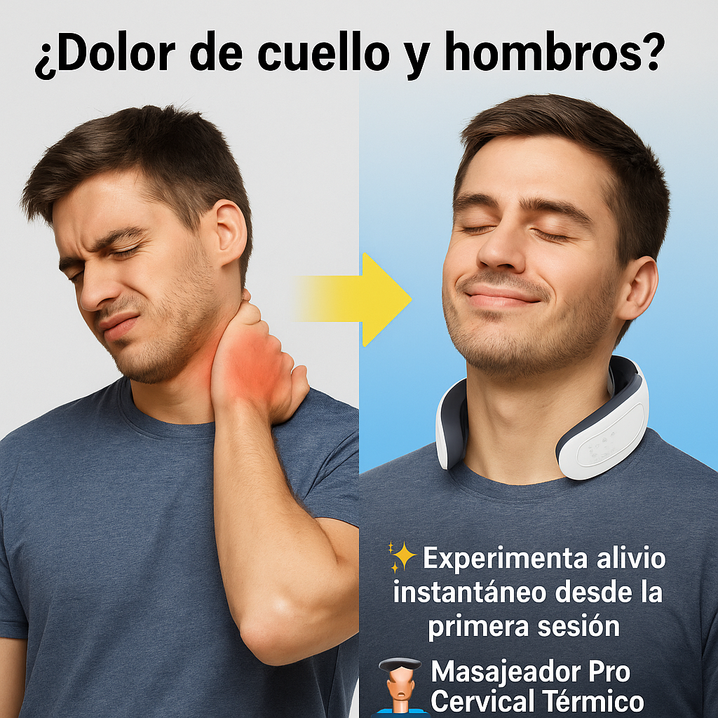 🔥 Masajeador Pro Cervical Térmico 6 Cabezas – Alivio Instantáneo y Profesional