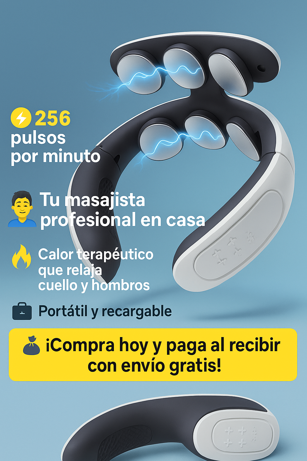 🔥 Masajeador Pro Cervical Térmico 6 Cabezas – Alivio Instantáneo y Profesional